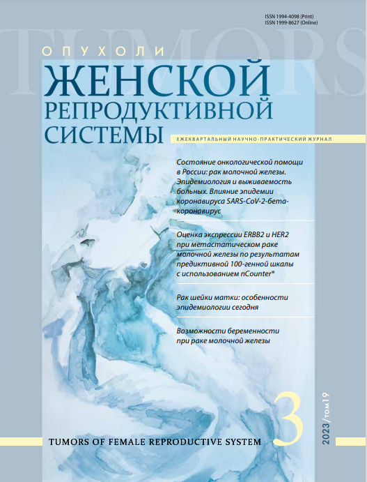 Опухоли женской репродуктивной системы № 3, 2023 год № 3, 2023 год