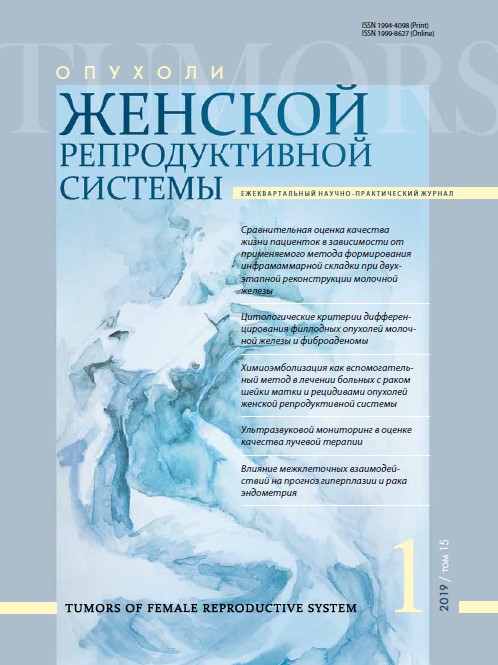 Опухоли женской репродуктивной системы №1, 2019 год №1, 2019 год